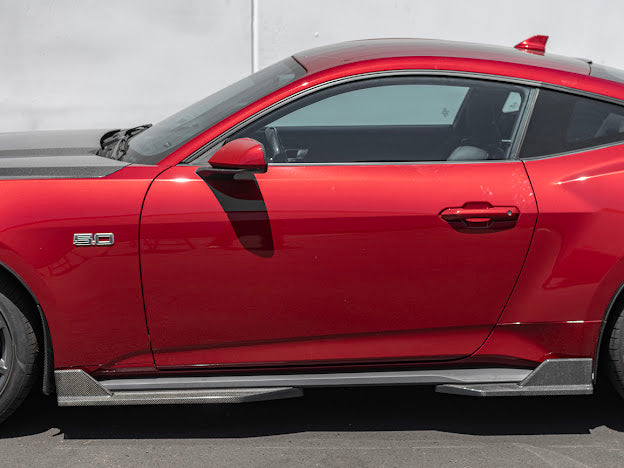 2024-UP FORD MUSTANG S650 | GT350R PERFORMANCE STYLE CARBON FIBER SIDE SKIRTS EXTENSION ROCKER PANELS GROUND EFFECTS